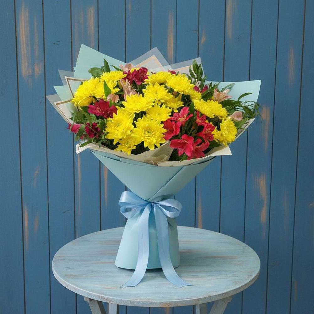 Букет цветов из: Альстромерии и Хризантемы в Порхове