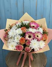 Букет цветов из:  Розы, Герберы и Хризантемы в Порхове