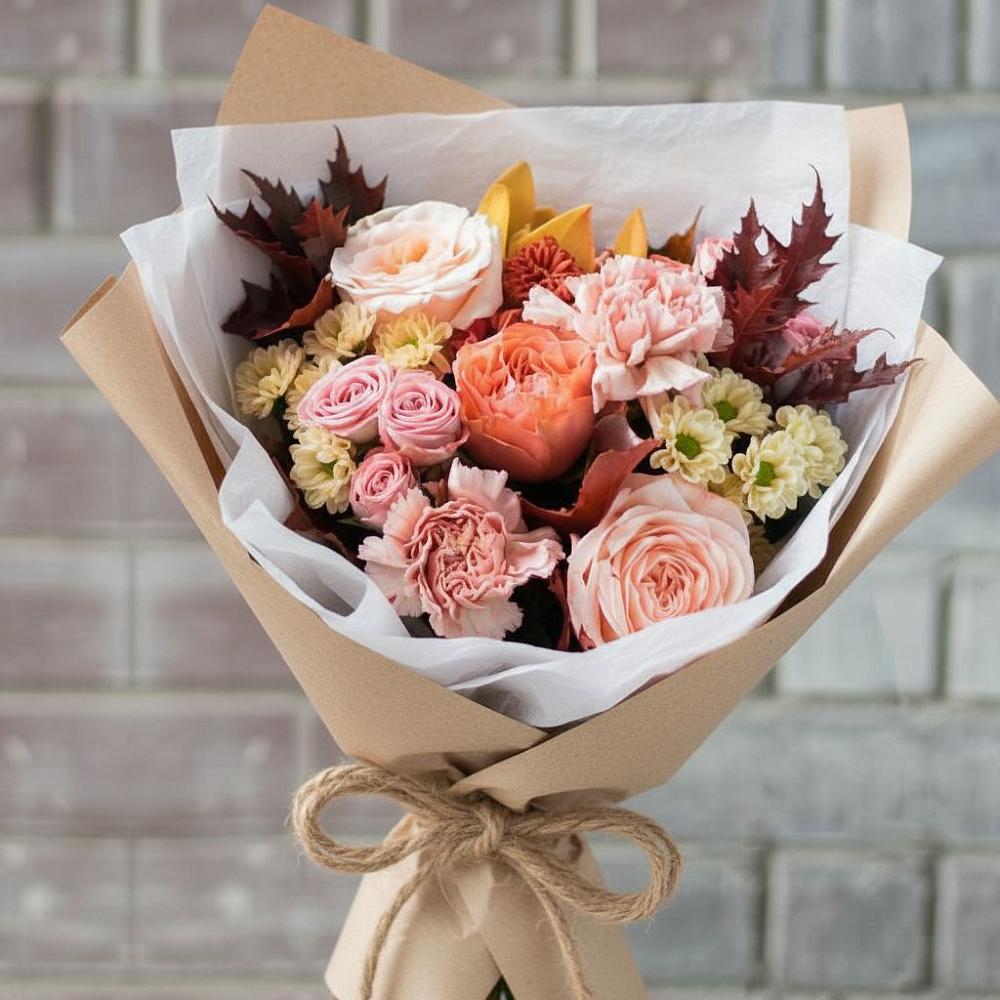 Букет цветов из: Гвоздики, Хризантемы и Розы в Порхове