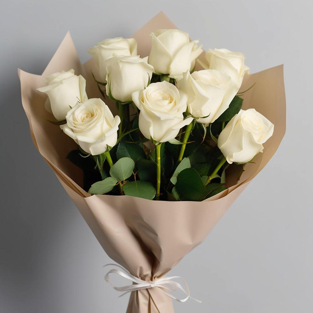 Букет 9 Белых роз Эдлесс Лав в Порхове