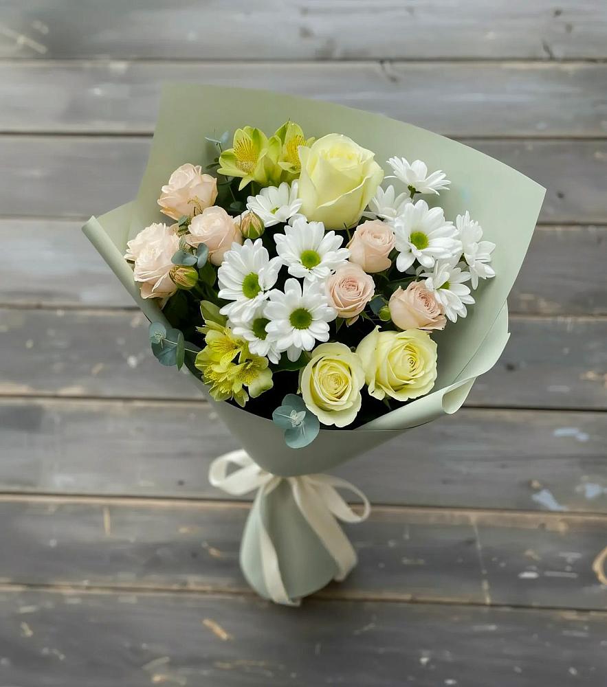 Букет цветов из: Альстромерии, Розы и Хризантемы в Порхове
