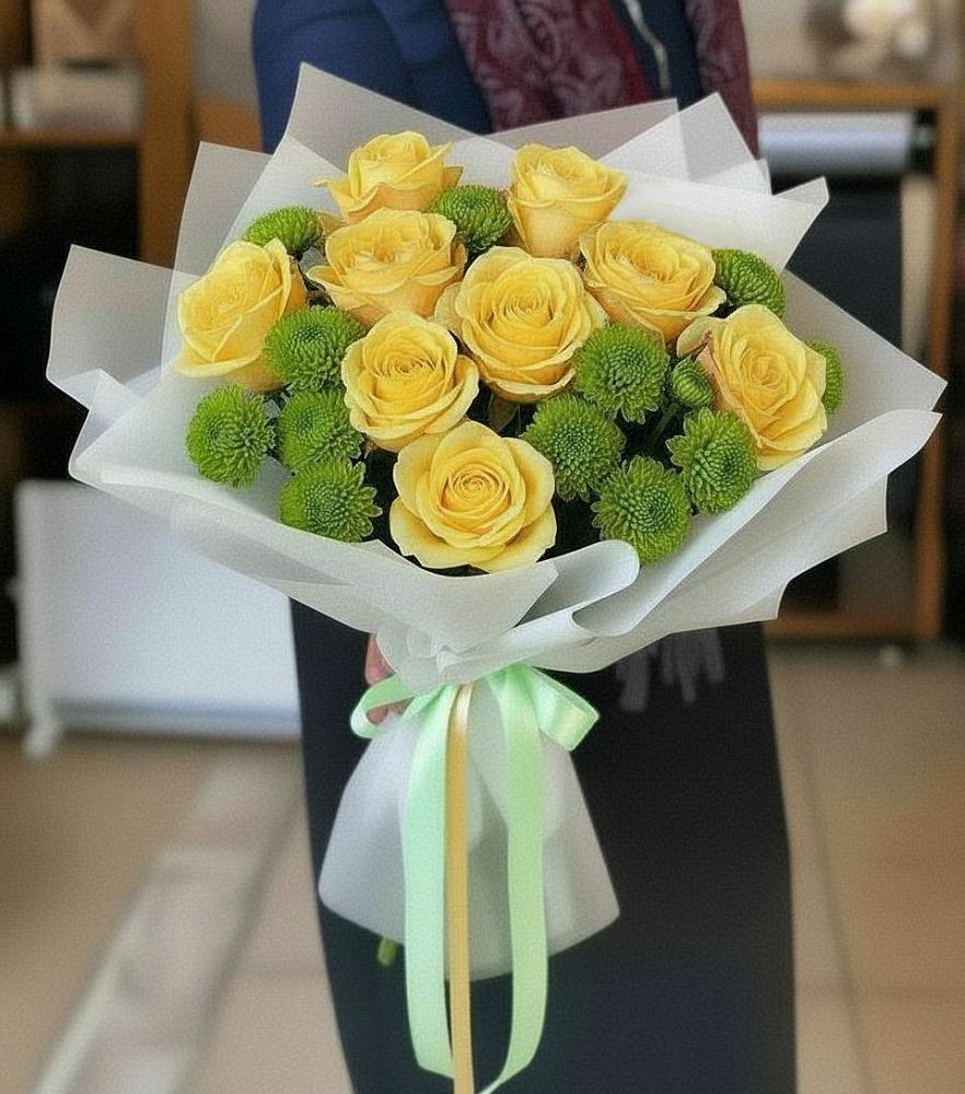 Букет цветов из: Хризантемы и Розы в Порхове