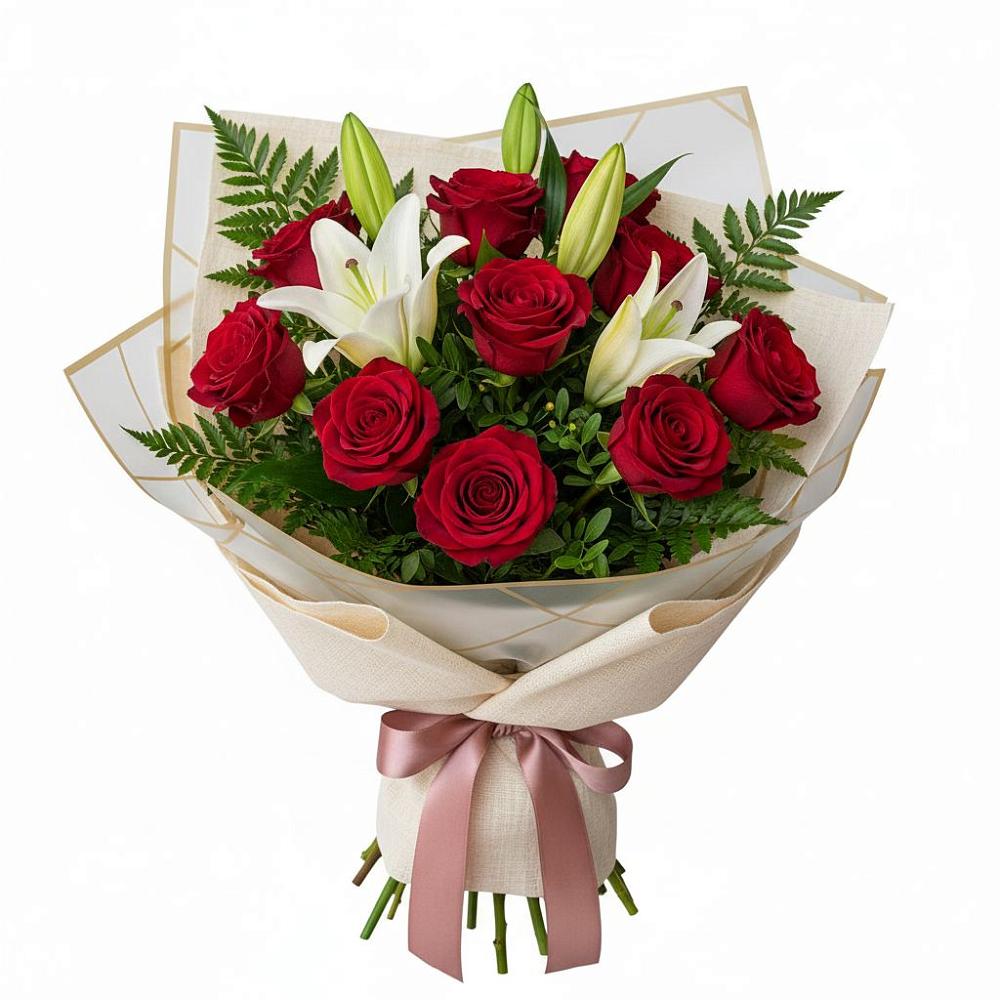 Букет цветов из: Лилии и Розы в Порхове