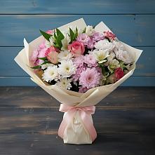 Букет цветов из:  Хризантемы, Альстромерии и Розы в Порхове