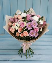 Букет цветов из:  Хризантемы, Розы и Альстромерии #REPLACE_PRED# Порхове